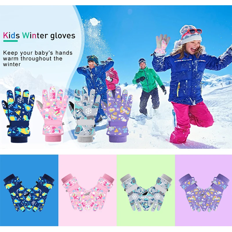 Winter Gloves Kids Mittens Waterproof Ski Snow Kid Mitts Cold Weather Boys Girls Snowboarding Sking Sport Outdoor Drop Shipping