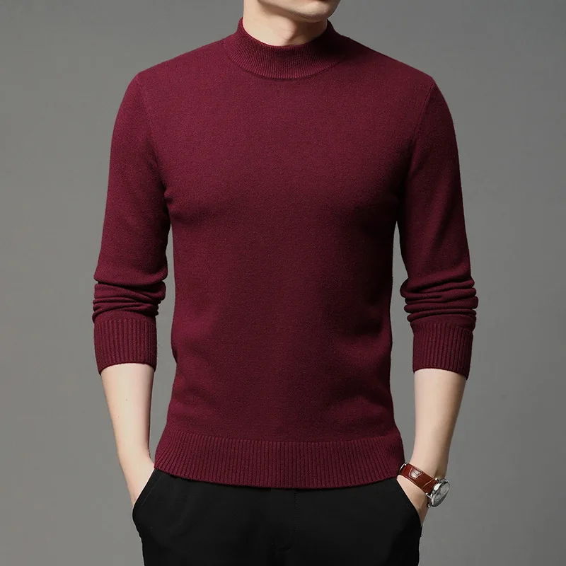 

Autumn and Winter New Men Turtleneck Pullover Sweater Fashion Solid Color Thick and Warm Bottoming Shirt Male Brand Clothes 2022