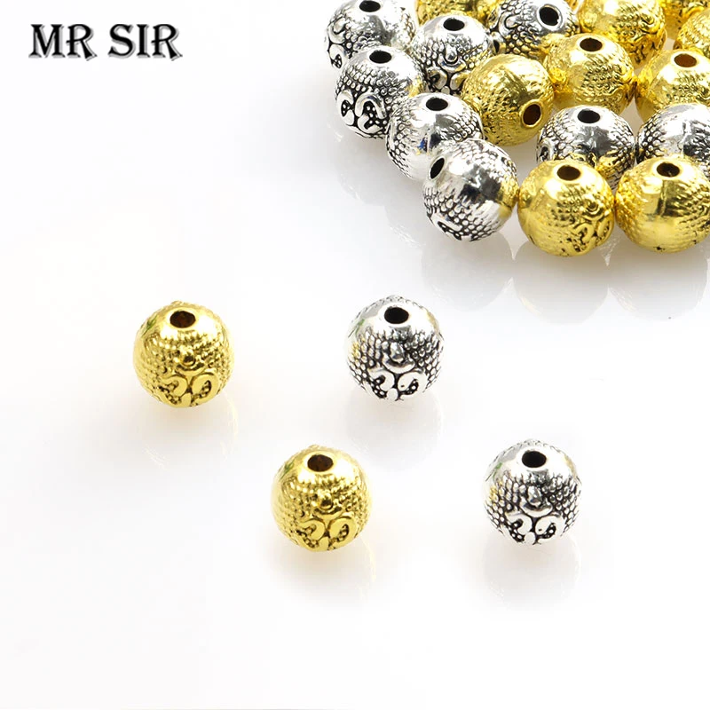 

10pcs 7.3*7.6MM New 30 Years Memorial Day Spacer Bead Charms Silver Color Sphere Loose Bead For Jewelry Making DIY Bracelet Gift