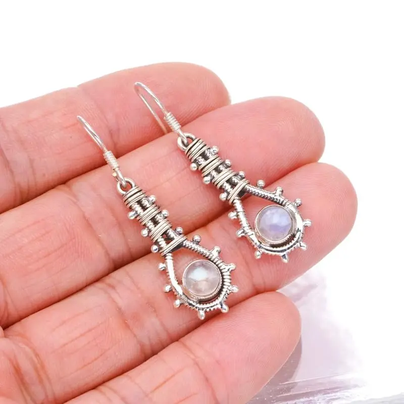 Серьги из серебра с лунным камнем 1/2 дюйма