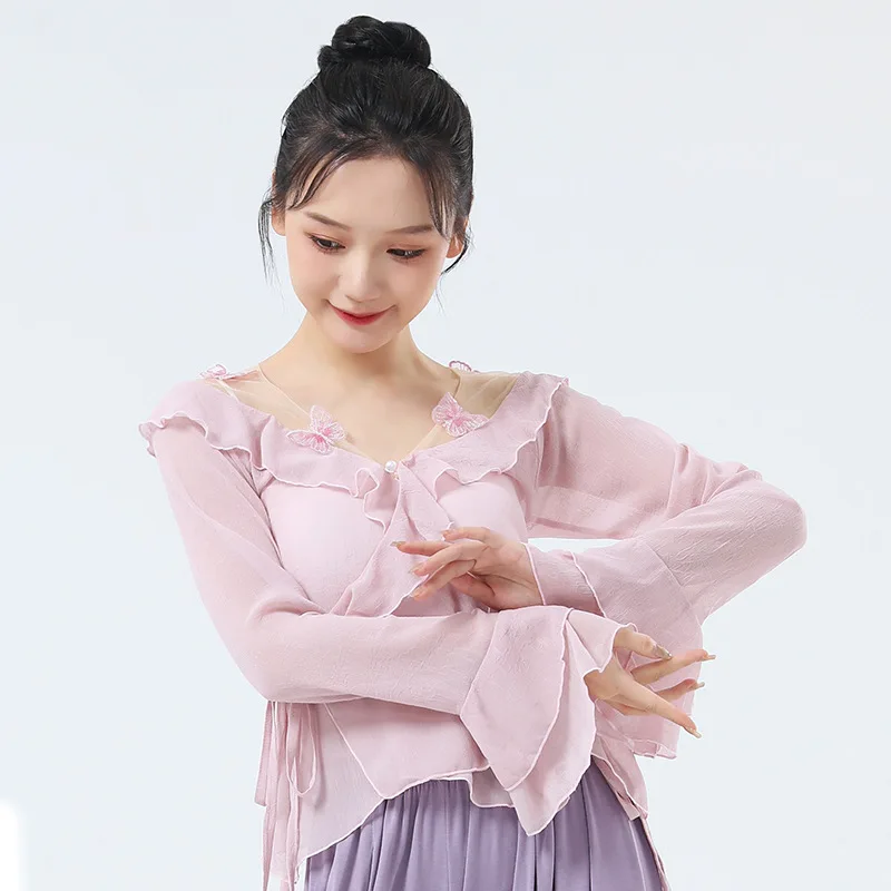 Элегантный топ с расклешенными рукавами в виде лотоса женская классическая