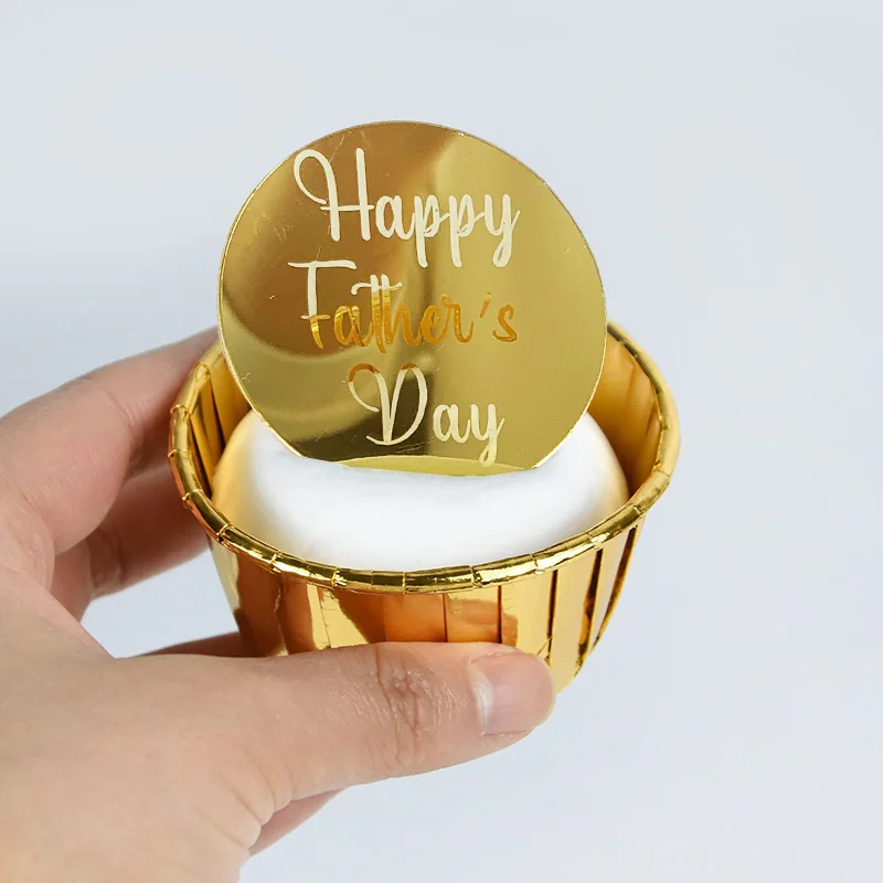 

5-10Pcs Happy Father's Day Cake Topper Rose Gold Acrylic Cupcake Flags For Dad's Gifts Festival Party Dessert Cake Decoration