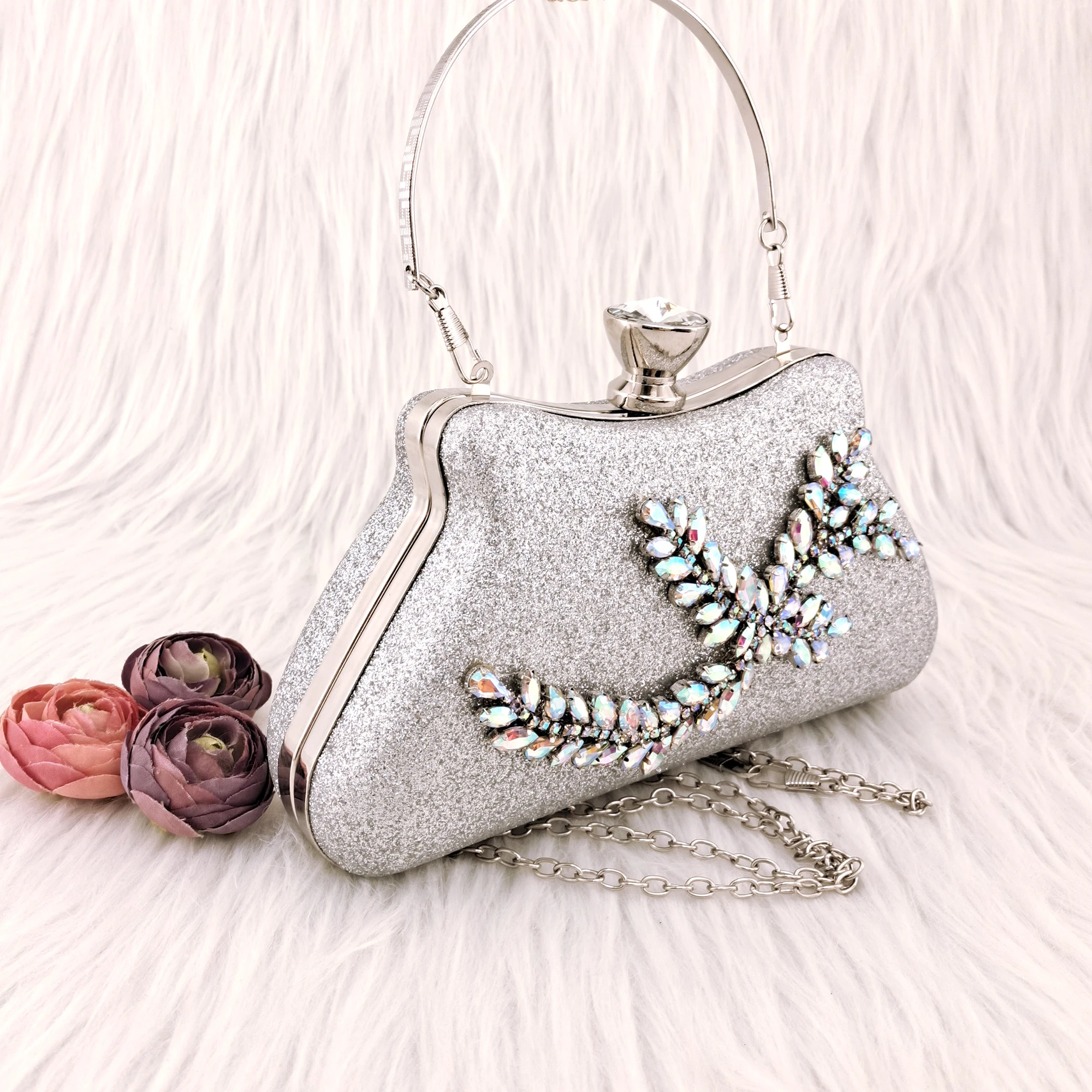 Clutch Bag With Diamond Design Fashion Clutch Bag Rhinestone Embellished Party Bag
