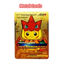 pokemon cards pikachu hard iron pokemon metal cards charizard vmax mewtwo charizard ex gx v pack game collection card toys