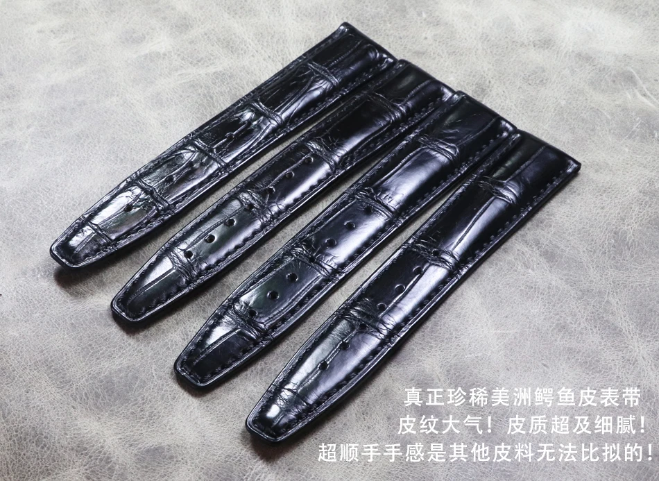 New Listing 20mm 21mm 22mm Black Premium Strap Crocodile Skin Leather Belt Genuine Leather Men's Bamboo Print Replace Watchband