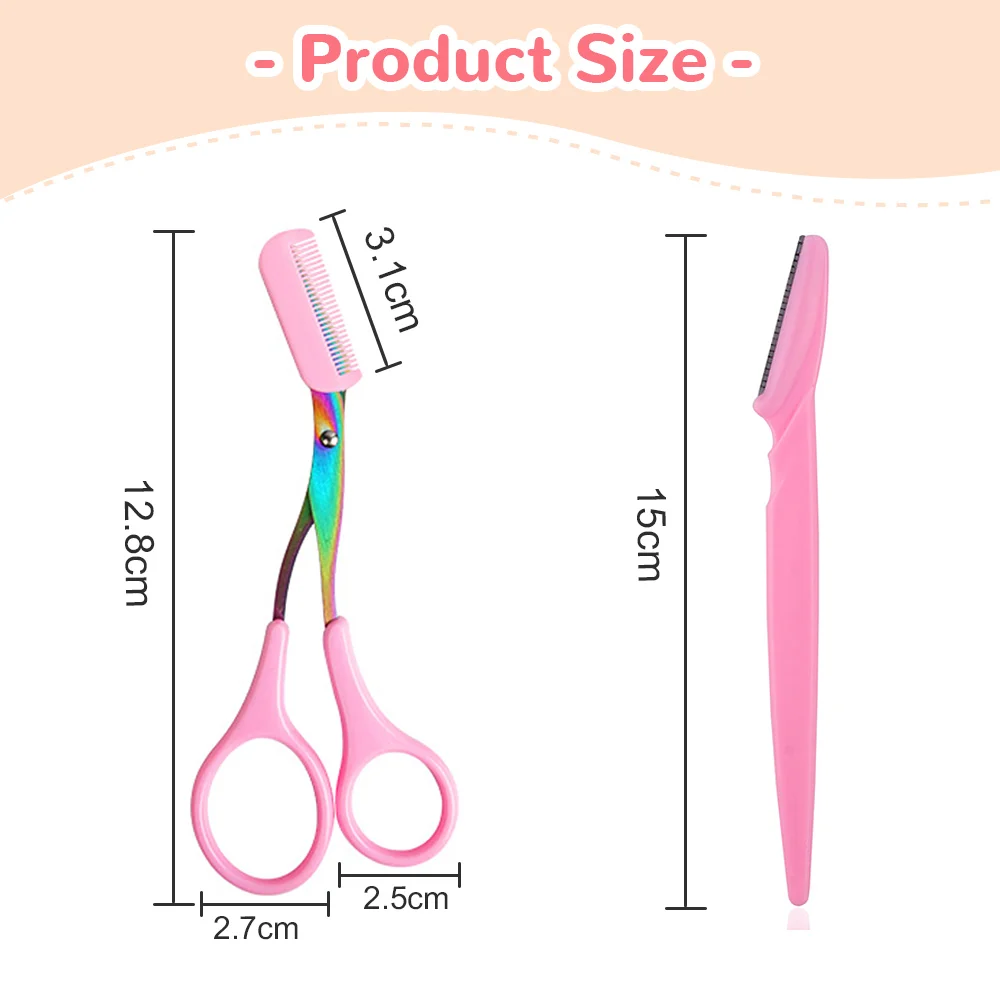 Eyebrow Shaving Knife Eyebrow Scissors with Comb Stainless Steel Plastic Razor Facial Hair Removal Razor Razor Make-up Tool images - 6