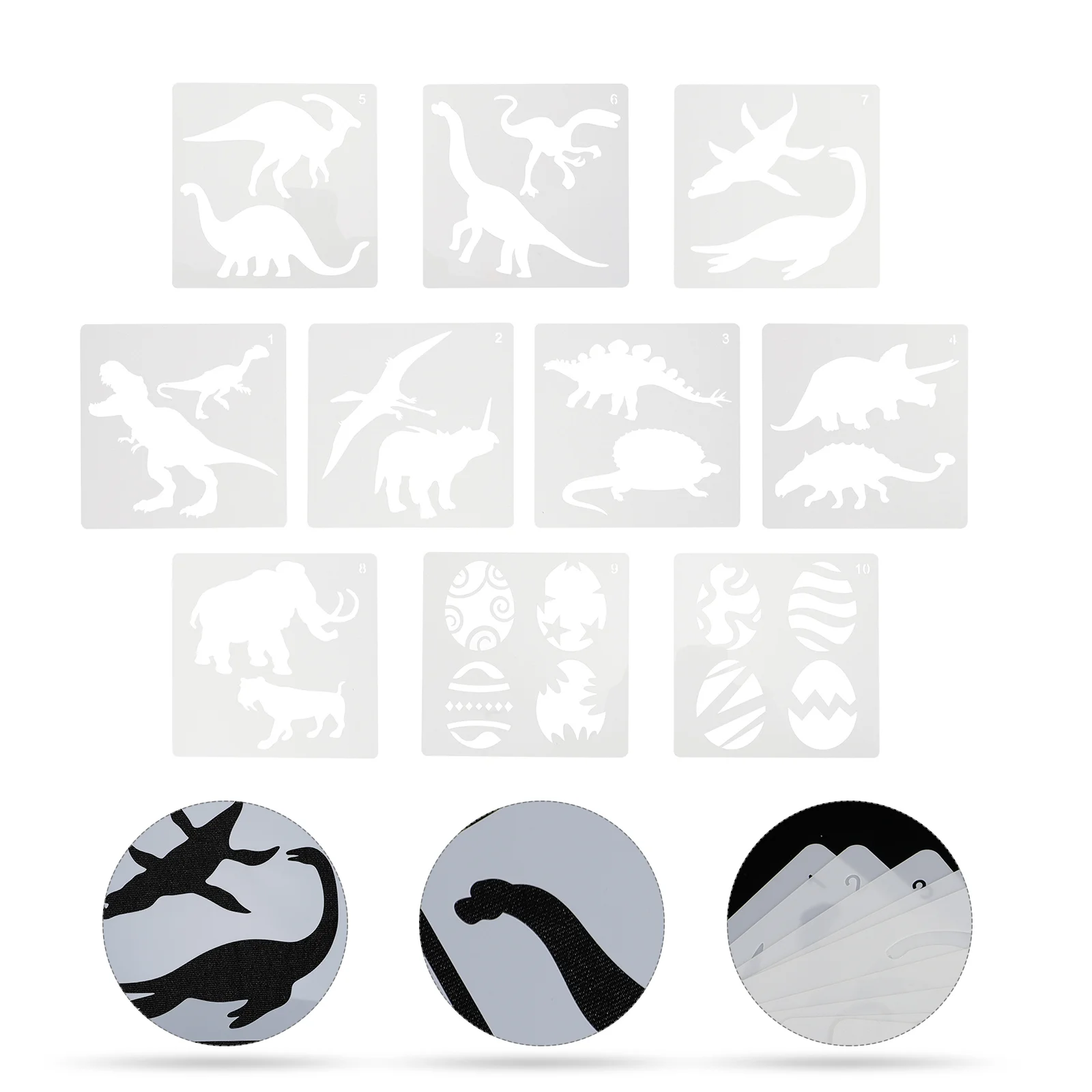 

10 PCS Dinosaur Template American Flag Child Stencils Photo Album Classroom Spraying Craft Painting