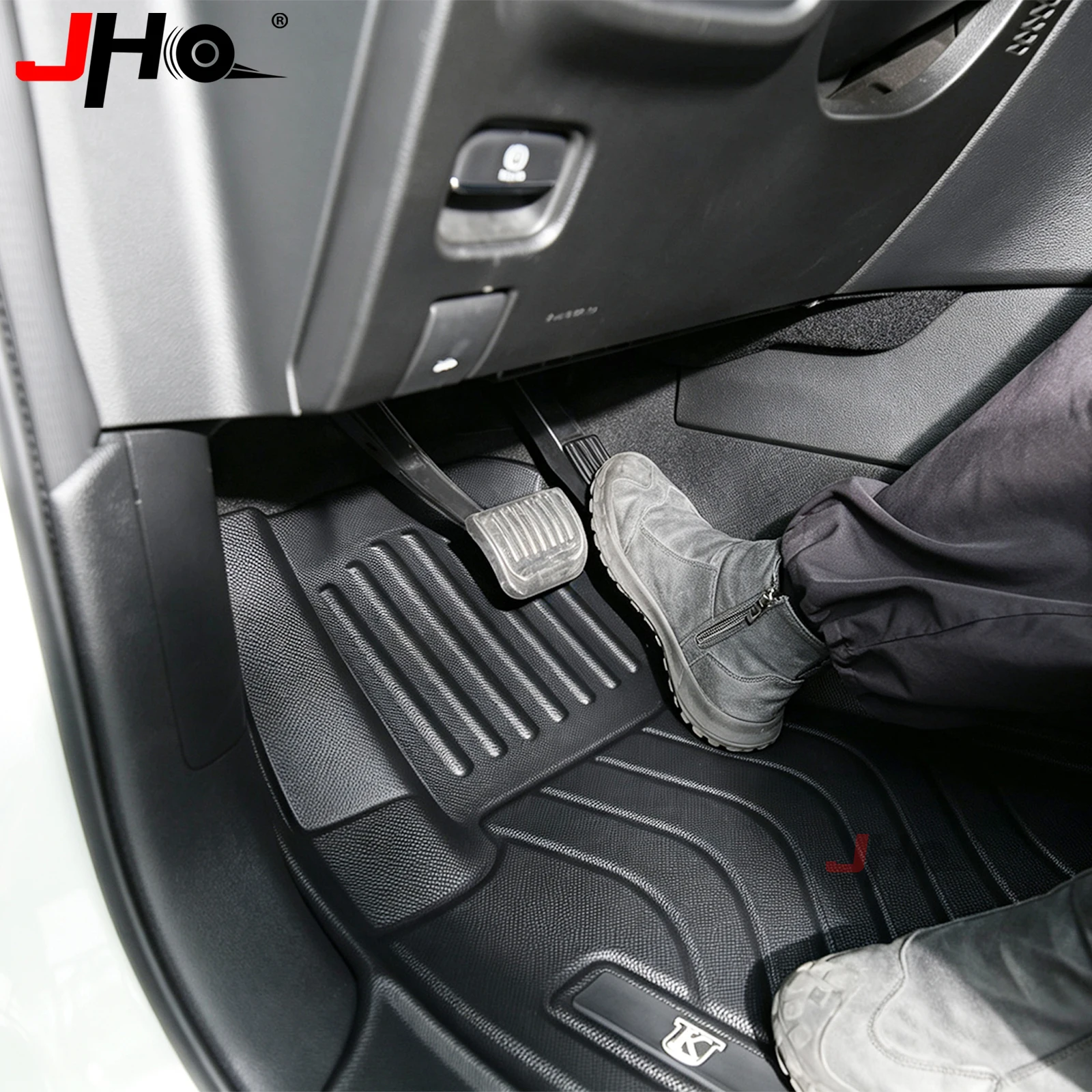 Фото Коврики JHO TPE для Jeep Grand Cherokee 4xe 2023+ с расширенным покрытием порогов, всепогодные, водонепроницаемые. №3