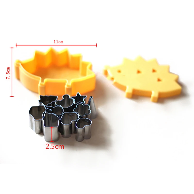 10pcs/set Hedgehog Box Design Fruit Cutter Mould Mini animal Stainless Steel Mould Cookie Kitchen Tools