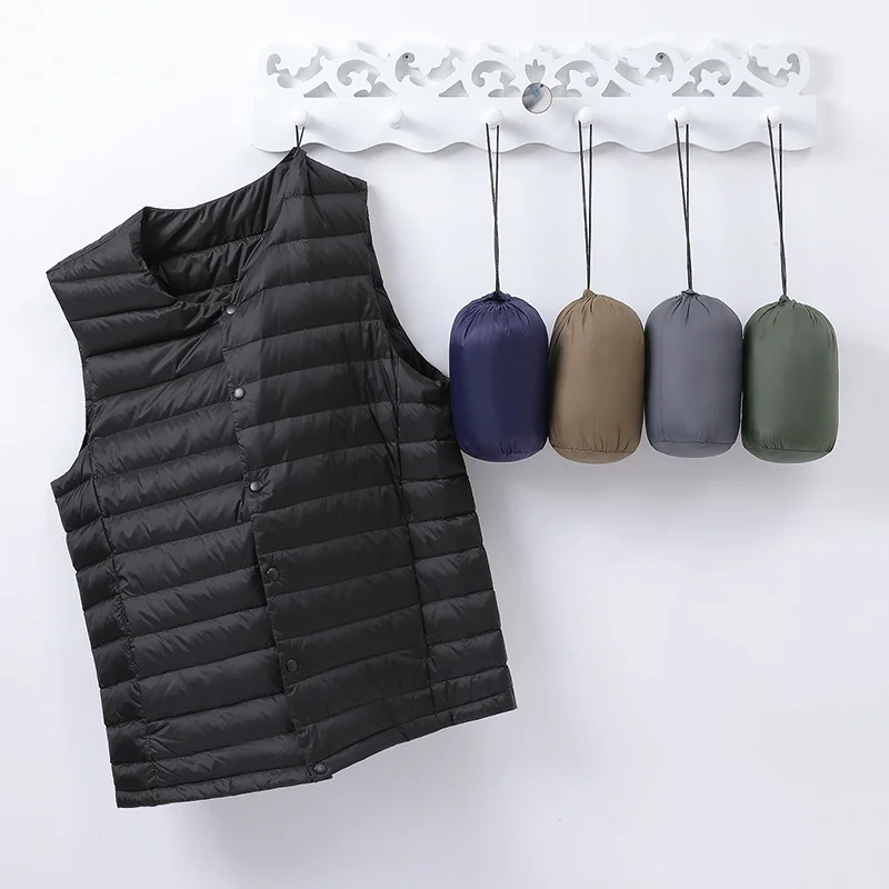 Ultra Light Down Vests Men 90% White Duck Down Packable Winter Vests Solid Portable Sleeveless Waistcoat Homme Warm Parkas
