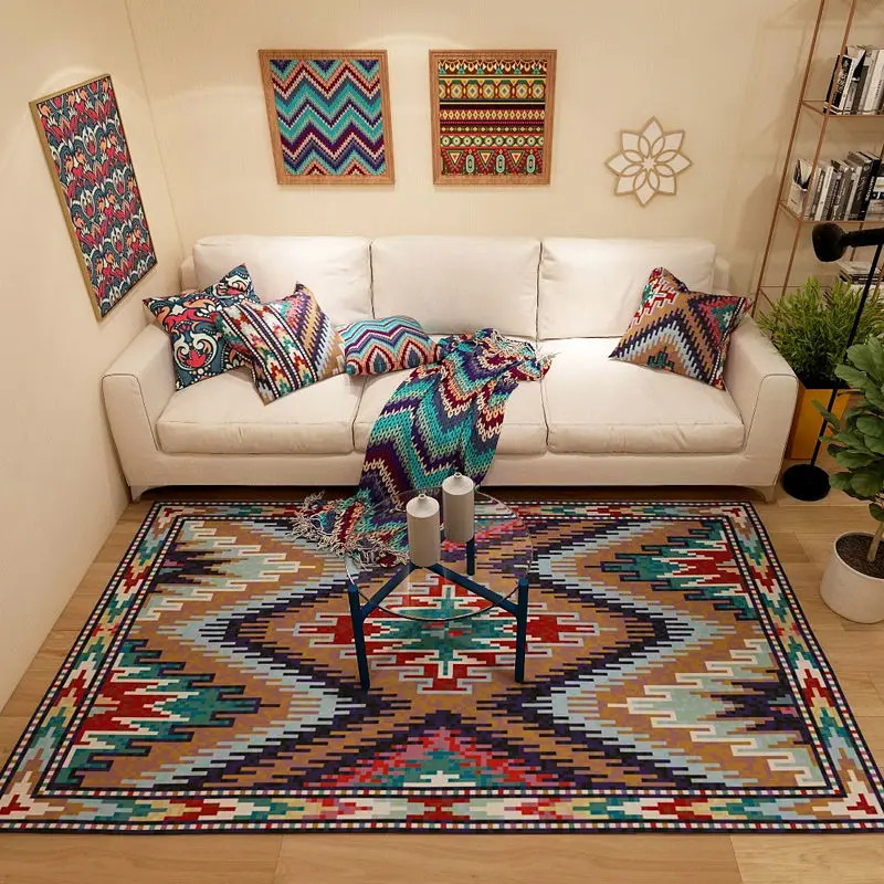 

Этнический искусственный кофейный столик для гостиной, украшение для дома большого размера, богемный персидский ковер, украшение для спальни