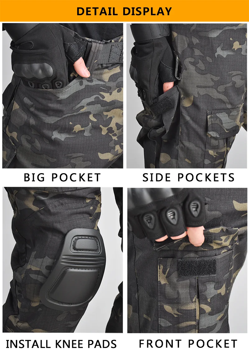 Tactical Pants Camouflage Joggers Ripstop Cargo Pants Working Clothing Hiking Hunting Clothes Combat Trousers Men's Streetwear