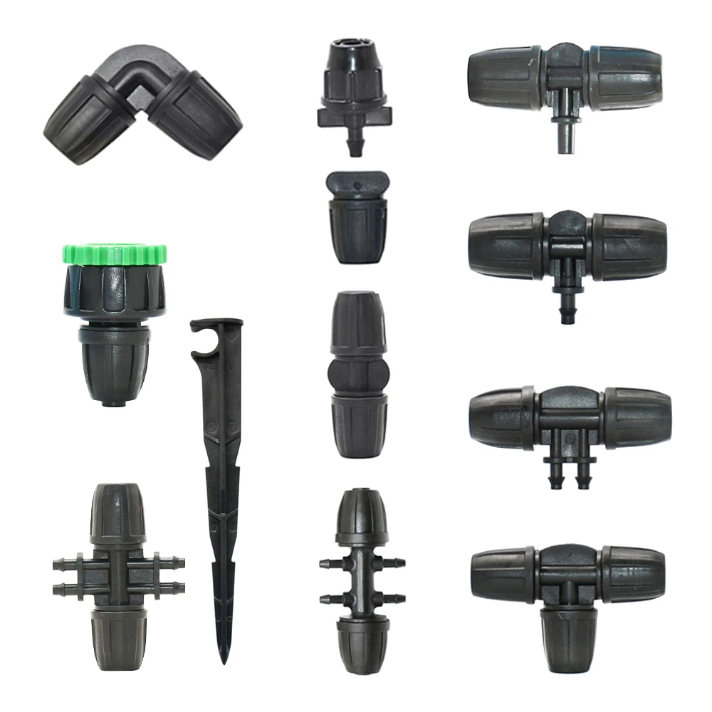 

1/4" 3/8" Garden Hose Connector Lock 8/11 To 4/7mm Barbed Reducing Splitter Tee Straight Elbow End Plugs Pipe Irrigator Fitting