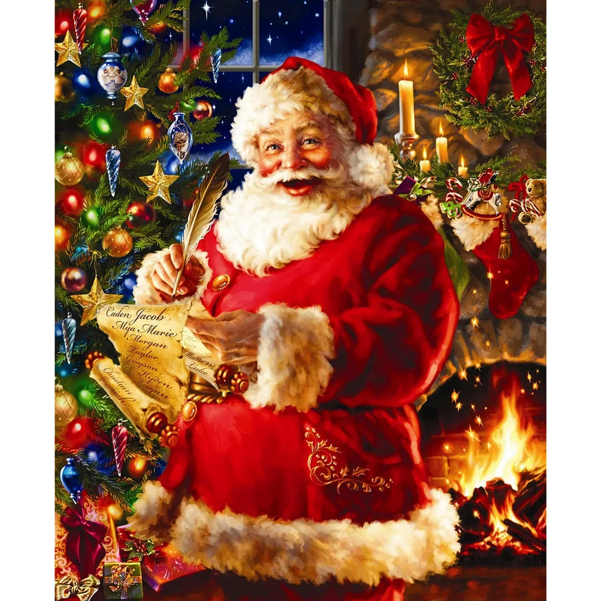 

Sunature 5D Full Square Round Drills Santa Diamond Painting Poured Glue Canvas