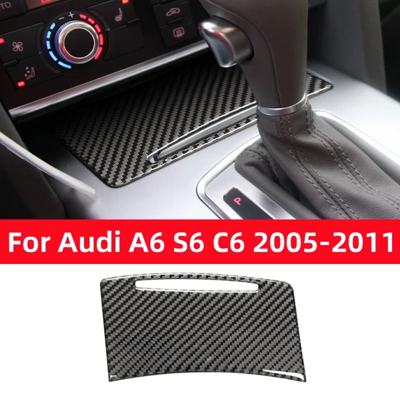 

For Audi A6 S6 C6 4F 2005-2011 Car Accessories Central Storage Cox Cover Trim Carbon Fiber Interior Stickers Decoration Modified