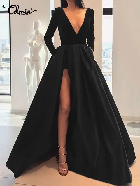 High Slit Party Vestidos Fashion Women 