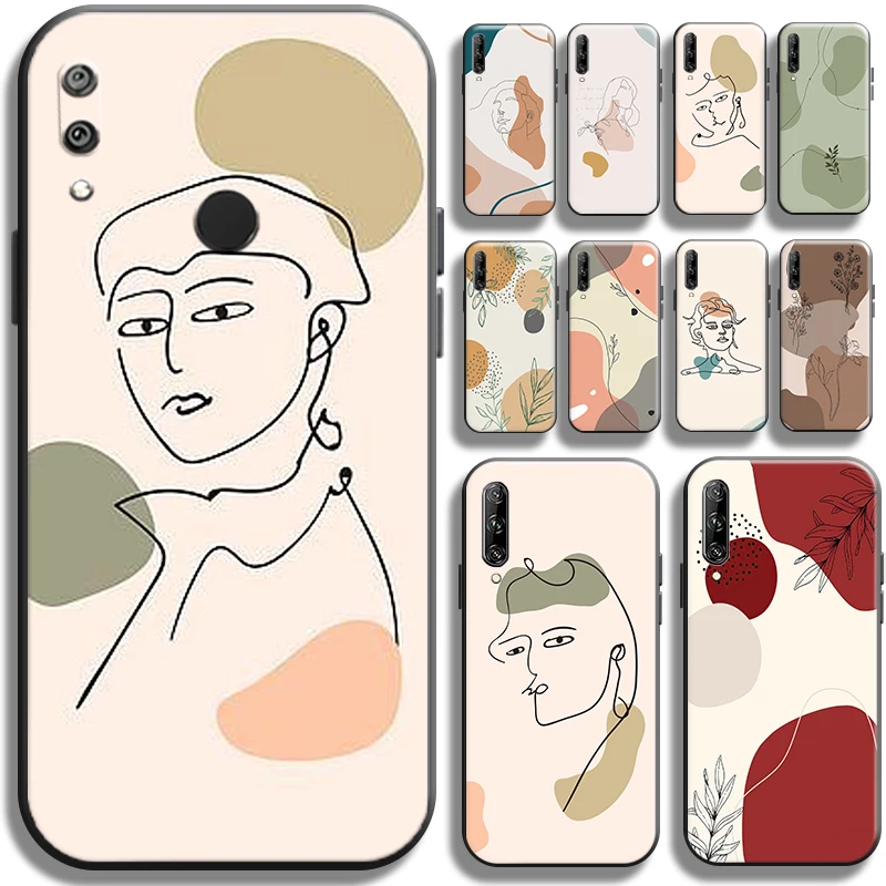 

Abstract Art Flower Line Phone Case For Huawei Y9 Prime Y9 2019 Y9A Y8S Y8P Y7 Y7P Y6 Y6P Coque Back Soft Full Protection