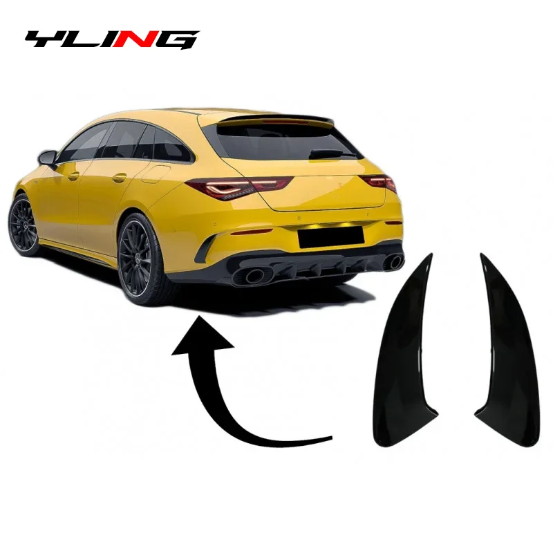 Фото Для Mercedes аксессуары Benz CLA-Class C118 CLA35 CLA45 AMG 2019+ автомобильный задний бампер, спойлер, вентиляционное отверстие, глянцевый черный карбоновый лоу №2