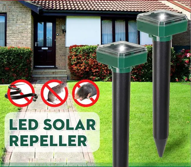 2/4/8 Solar Powered Ultrasonic Sonic Mouse Mole Pest Rodent Repeller Repellent Yard LED Light Outdoor Lamp Garden |