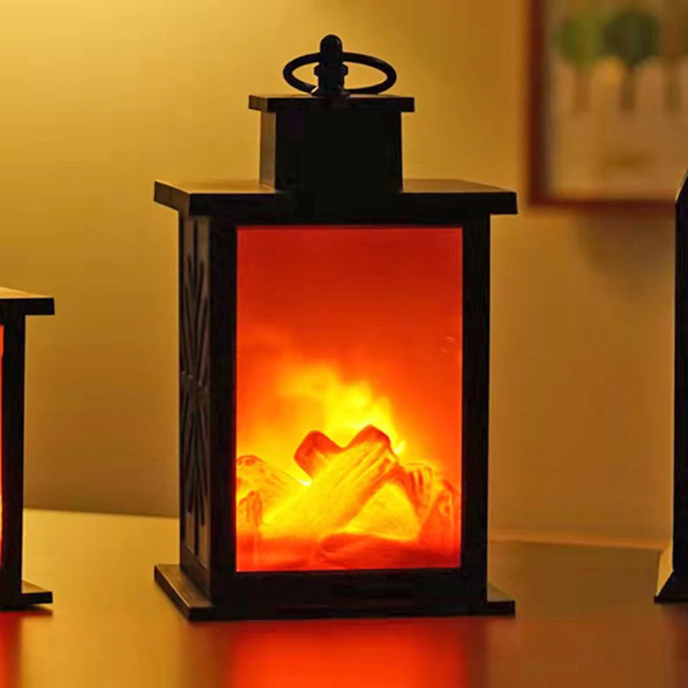 

LED Flame Lantern Lamps Simulated Fireplace Flame Effect Light AA Battery Courtyard Room Decor