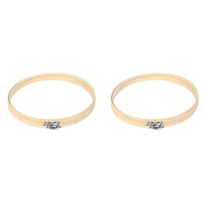 

Promotion! 6 Pieces 14 Inch Embroidery Hoops Wooden Round Adjustable Bamboo Circle Cross Stitch Hoop Ring For Art Craft Sewing