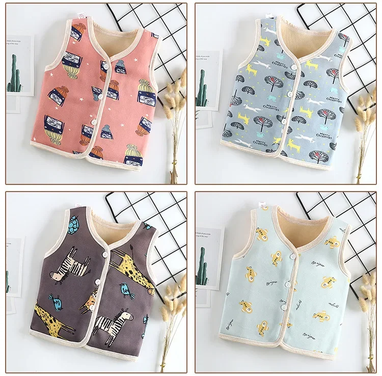 Осень-зима новинка двусторонние детские жилеты плюшевая утепленная детская