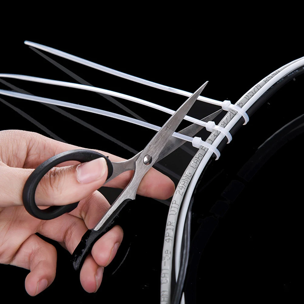 

100pcs Self-Locking Nylon Wire Zip Cable Ties White Black Organizer Fasteners Hardware Cables