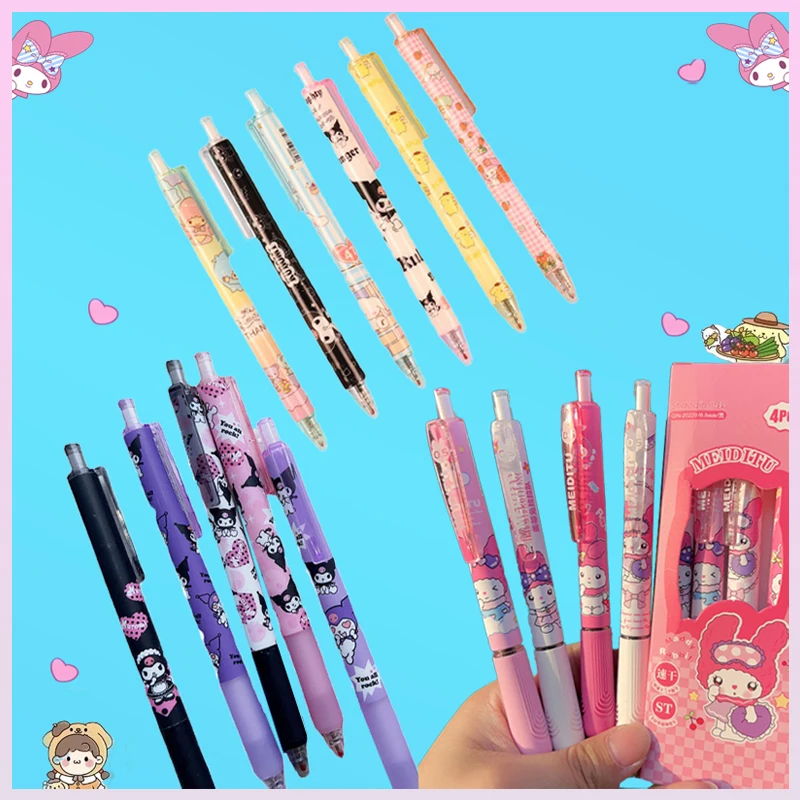 

Kawaii Sanrio Kuromi My Melody Ballpoint Pen Cinnamoroll Cartoon Animation 0.5mm Bullet Tip Press Office Supplies Writing Pens