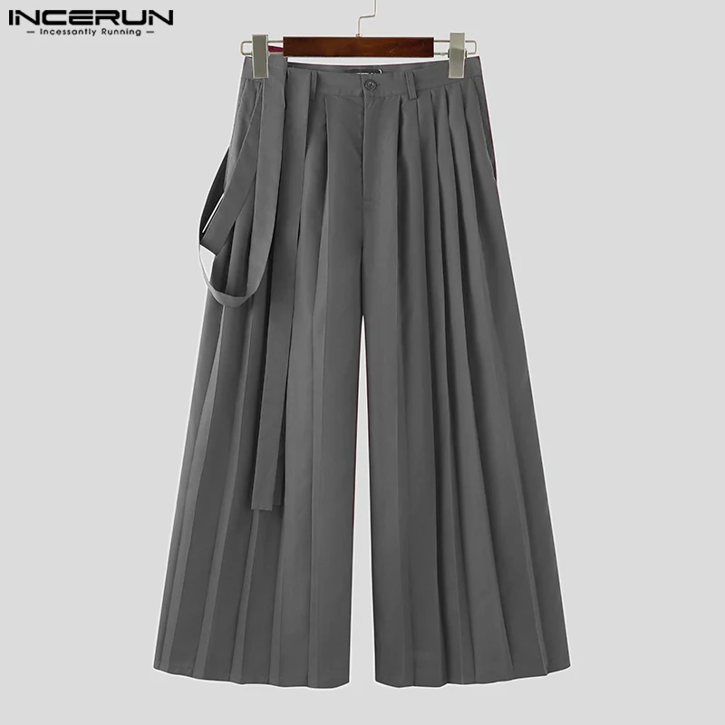INCERUN 2024 модные брюки в корейском стиле мужские плиссированные длинные с