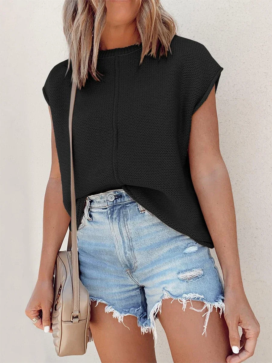 Женский Однотонный Свитер ZHUANQING Повседневный Вязаный Пуловер С Круглым Вырезом И