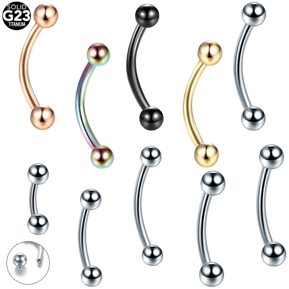 

10Pcs/lot G23 Titanium Eyebrow Banana Piercing Ring Curved Barbell Lip Ring Snug Daith Helix Rook Earring Body Piercing Jewelry