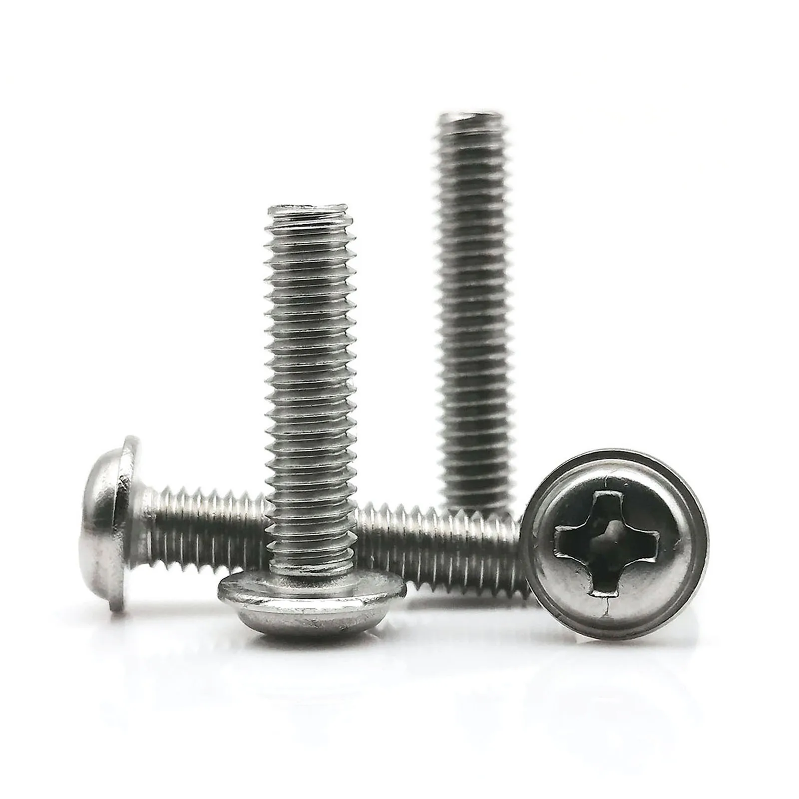 

10/50pc M2 M2.5 M3 M4 M5 M6 DIN967 304 A2 Stainless Steel PWM Cross Phillips Pan Round Washer Head Screw Bolt with Padded Collar