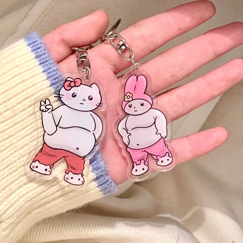 

Hello Kitty Original Design Chubby round Melody Keychain Cute Girl's Heart Ornament Girlfriends Couple Style