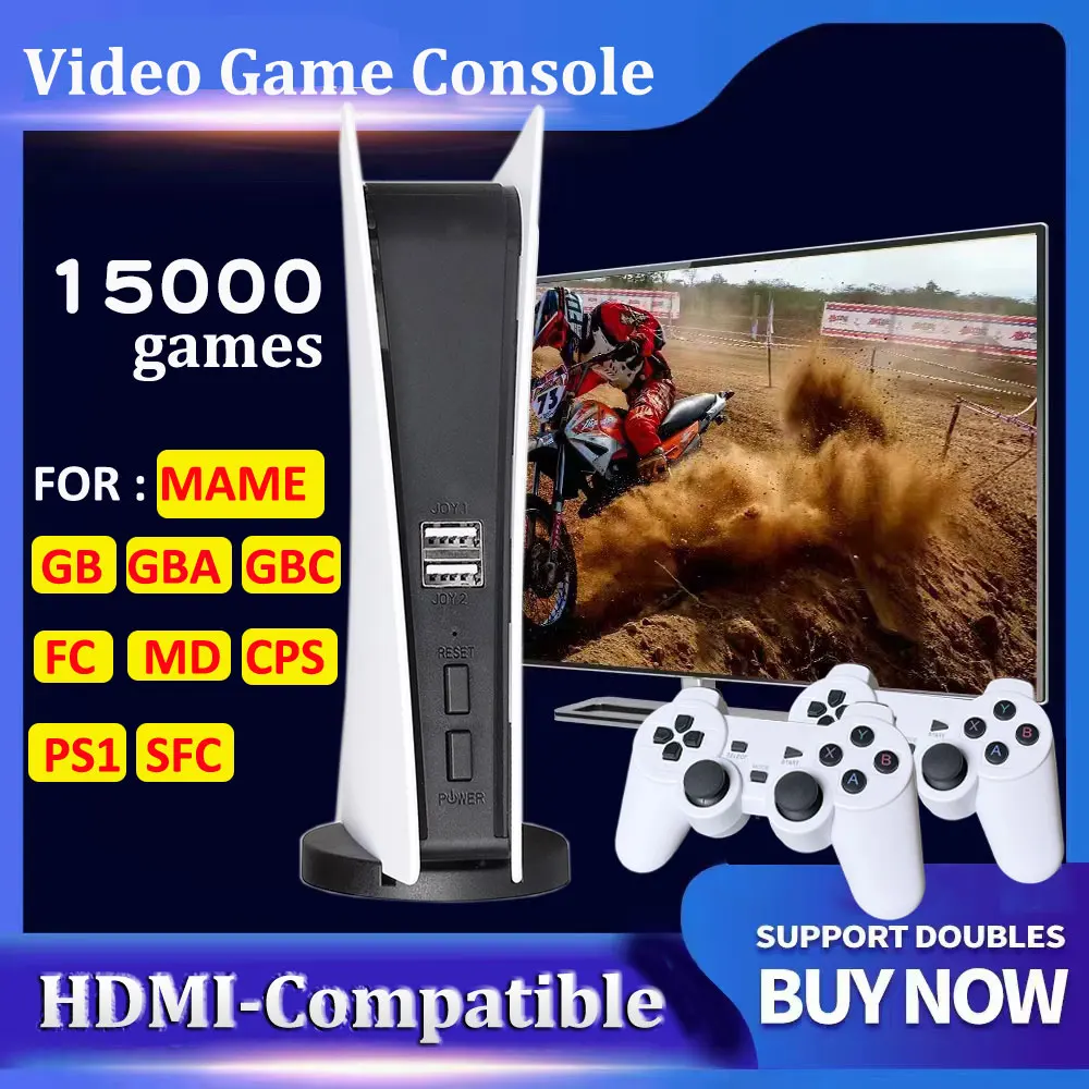 

HD Video Game Console 64G Built-in 15000 Games Retro Game Console Wireless Controller Game For PS1/GBA/SFC/MAME Kid Xmas Gift