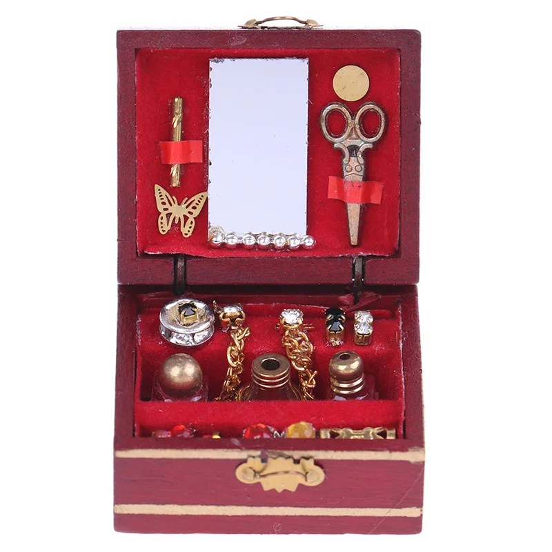 

1: 12 Doll House Mini Bedroom Scene Model Retro Jewelry Box Cosmetic Box