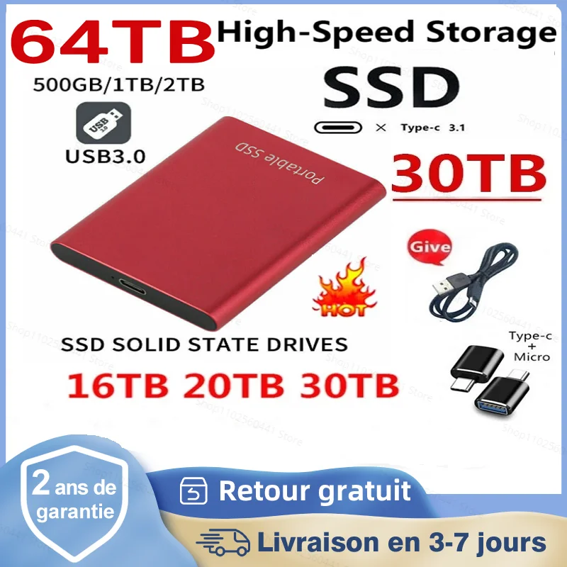 

Portable 1TB SSD Portable HD External USB3.1 2TB 4TB 8TB External Hard Disks Type-C 16TB Hard Drive For Laptop SSD Notebook
