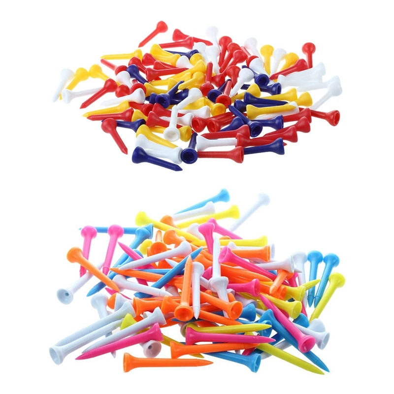 

200 Pcs Golf Tees Plastic Mixed Color Color Mixed Plastic Golf Tees-54Mm & 35Mm