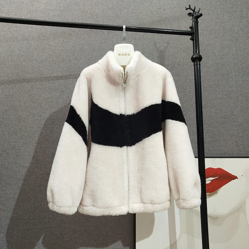 

Женские зимние пальто, пальто с овчиной, женская одежда, свободное шерстяное пальто, корейская мода, теплая женская меховая куртка, Casaco Feminino Lq