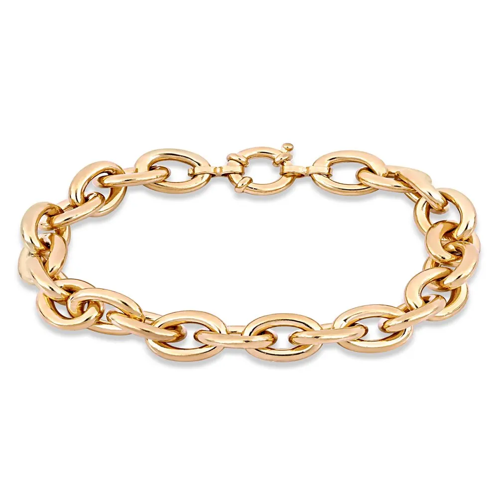 

Yellow Rhodium-Plated Sterling Silver Oval Link Chain Bracelet
