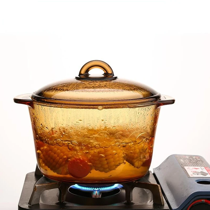 Heat-conducting fast glass Amber pot non-stick pot easy to clean household heat-resistant open flame gas stew pot heat-gathering