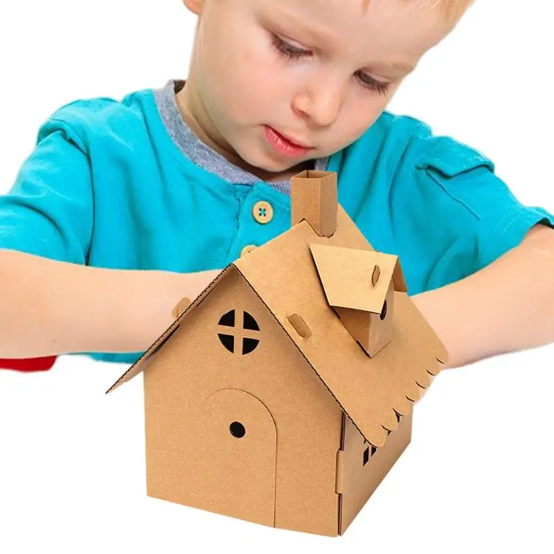 

Paper House Cardboard Coloring Playhouse Paper Toys DIY Making Crisp KT Board Cultivate Hands-on Ability Concentration Patience