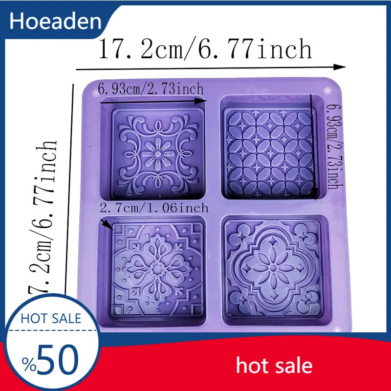 

4 Cavity Square Silicone Soap Mold Handmake DIY Soap Mould For Cake Moon Cake