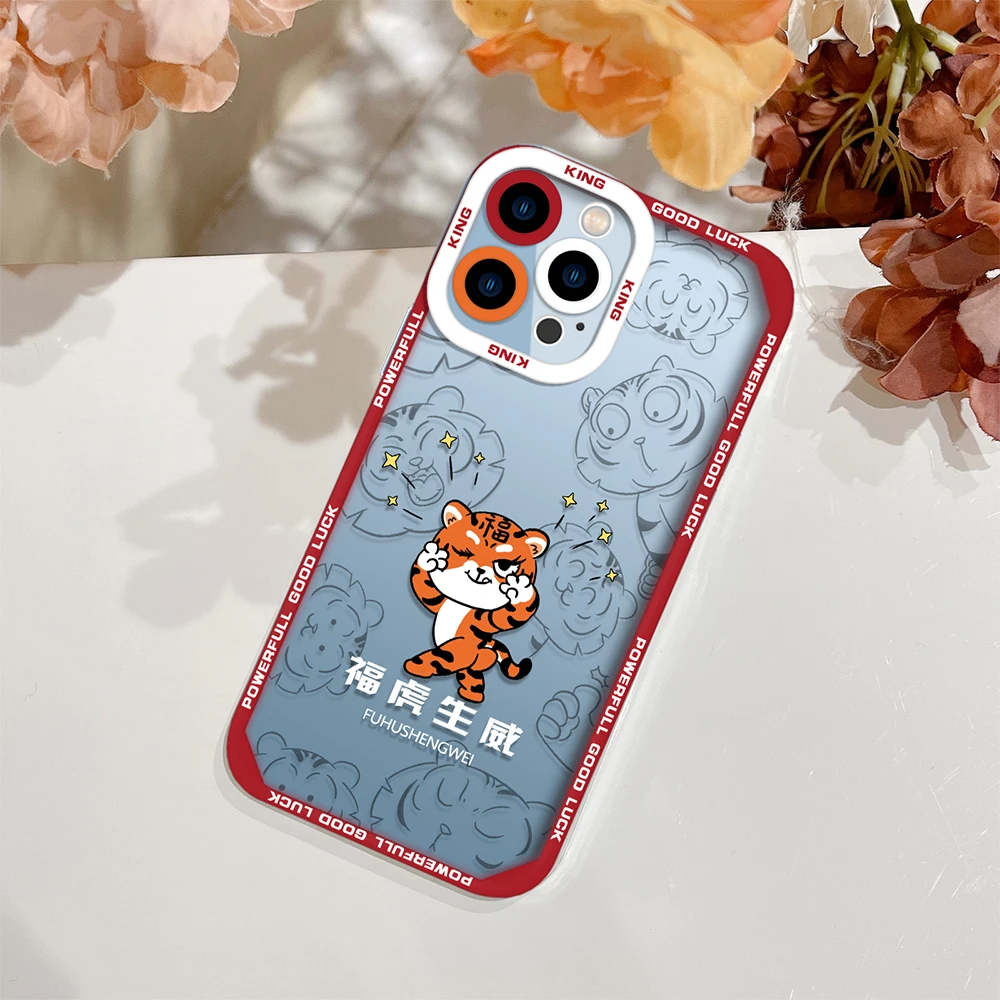 

Cute Tiger Phone Case for IPhone 11 12 13 Pro Max XS X XR 7 8 Plus SE 2020 2022 Transparent Shockproof Bumper Animal Back Cover