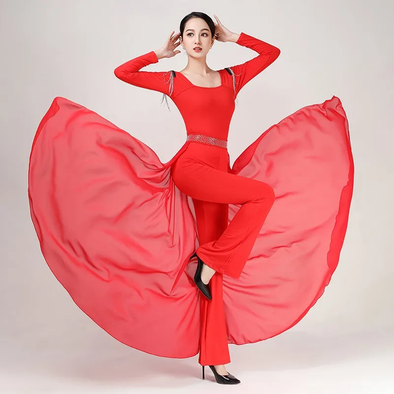 Современный танец стразы градиент на талии живота набедренный шарф плавающая