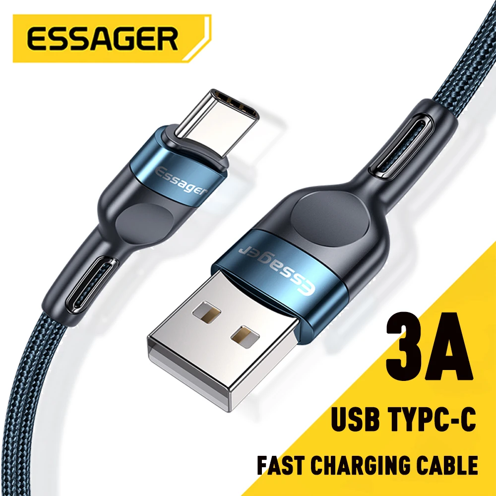 

Essager USB Type C Cable 3A Quick Charger Wire For Xiaomi poco Redmi Note 10 9 Samsung Huawei Oneplus Mobile Phone Charging Cord