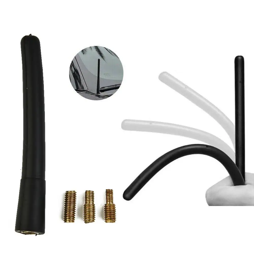 

1x 10cm Car Rubber Roof Short Rod Antenna M6 M5 And M4 Threads Included Reception Of FM/AM GPS GSM And DAB Signals Easy To Mount
