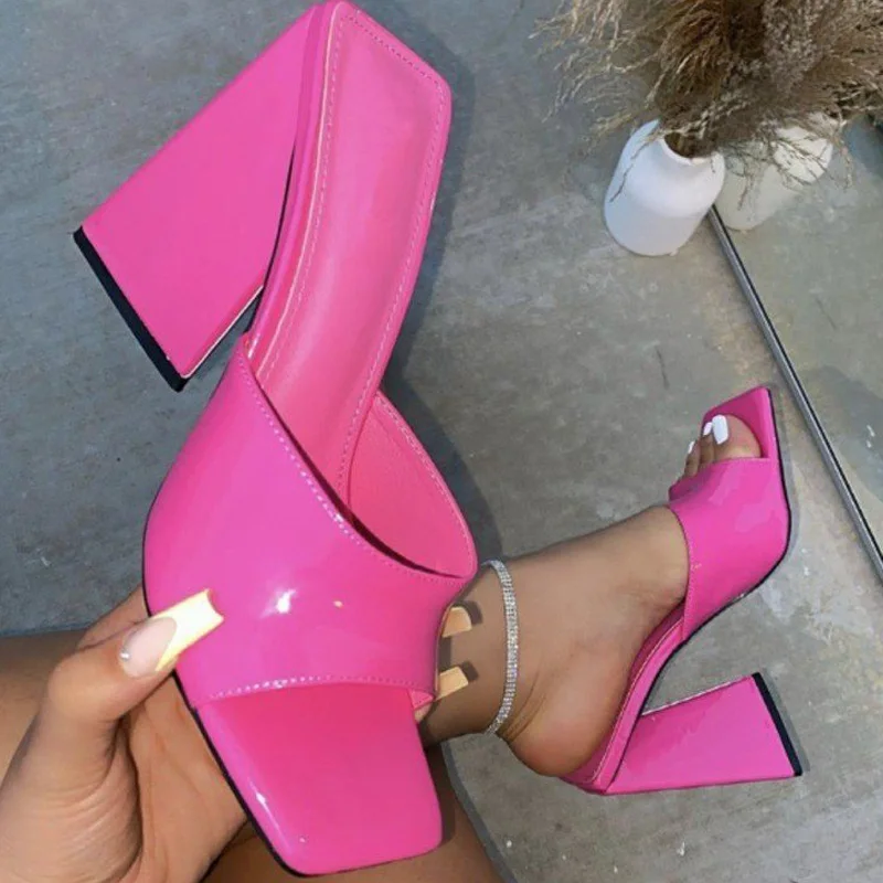 

Women's Sandals Shaped Heel Ladies Slip on Fashion High Heel Shoes Party Shoe Woman Slippers 2022 Summer Zapato Mujer Sandalias