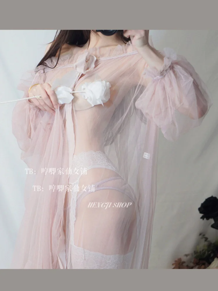 

Lace Home WOMENGAGA Hem Mehs Sexy Underwear Sexy Clothes Long Maxi Dress Lace Bow Pink Hot Sexy Robe Dresses Korean Tops MB0W