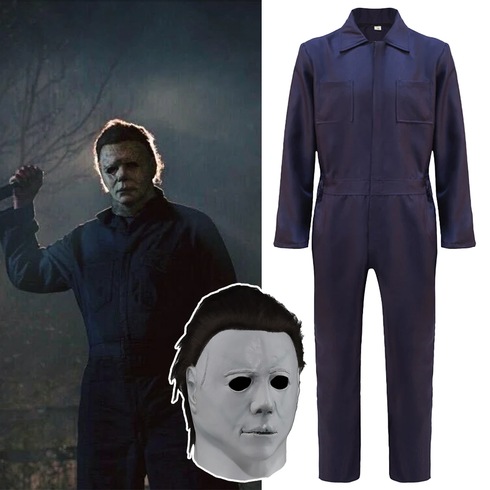 

1978 Halloween Michael Myers Jumpsuit Costume Mask Cosplay Horror Bloody Killer Demon Latex Helmet Carnival Party Costume Props