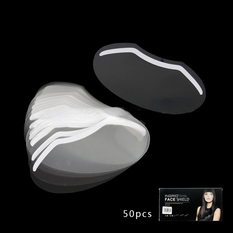

50pcs\box Hairdressing Tools Clippers Bangs Stickers Bangs Baffle Shatterproof Hair Transparent Baffle Hair Salon Eye Mask Mask
